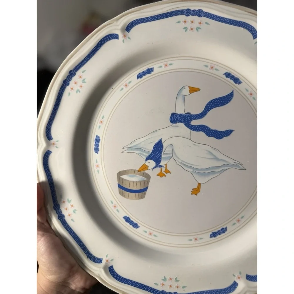 Newcor Stoneware Countryside Geese Chop Plate Platter 12.25